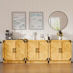 31.5" Farmhouse Storage Cabinet - Coffee Bar Console with Adjustable Shelf & Doors for Kitchen, Living Room in Black Brown