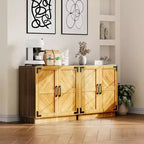 31.5" Farmhouse Storage Cabinet - Coffee Bar Console with Adjustable Shelf & Doors for Kitchen, Living Room in Black Brown