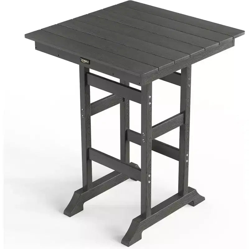 VINGLI Outdoor Bar Table, HDPE Square Patio Bar Height Table with Umbrella Hole All Weather Tall Bistro Table for Patio, Garden, Poolside