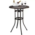 VINGLI Outdoor Bar Table, Cast Aluminum Bar Height Patio Table with Umbrella Hole, Patio Dining Table Tall Bistro Table for Garden Porch Yard Balcony
