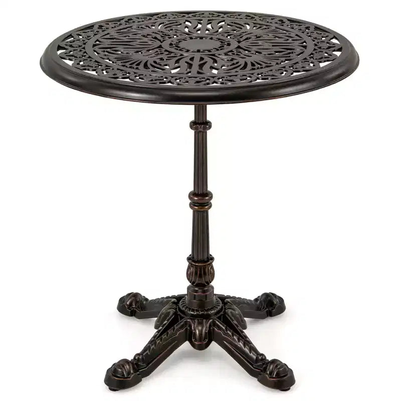 Table de bistro d'extérieur ronde Costway 27 en fonte d'aluminium avec base creuse en croix