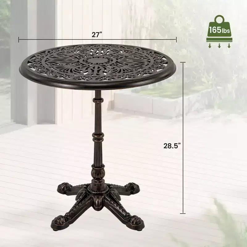 Table de bistro d'extérieur ronde Costway 27 en fonte d'aluminium avec base creuse en croix