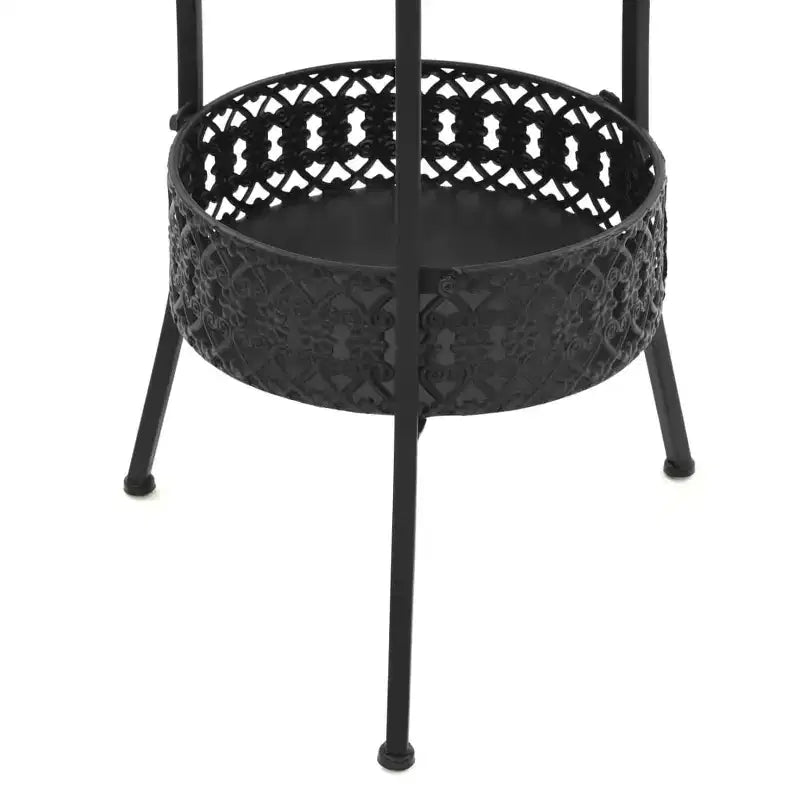 Table bistrot ronde noire en métal petite vintage