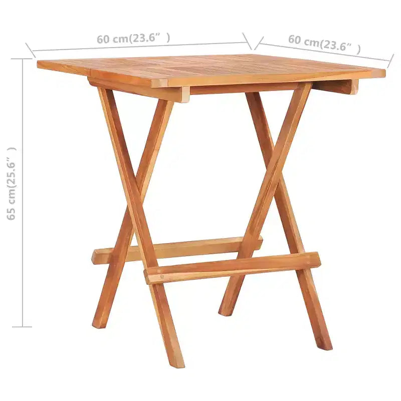 Table de bistrot Teck naturel Bois de teck massif 60x60x65 cm