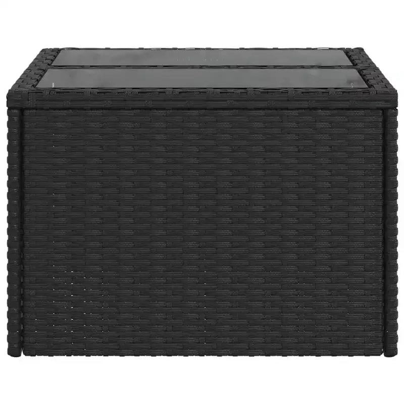 vidaXL Table de jardin noire en rotin PE, acier enduit de poudre, verre trempé