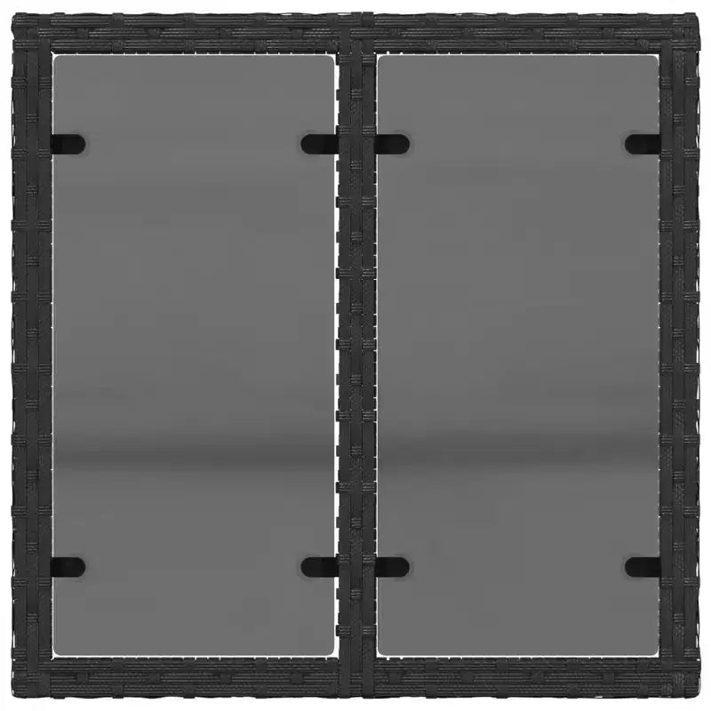 vidaXL Table de jardin noire en rotin PE, acier enduit de poudre, verre trempé