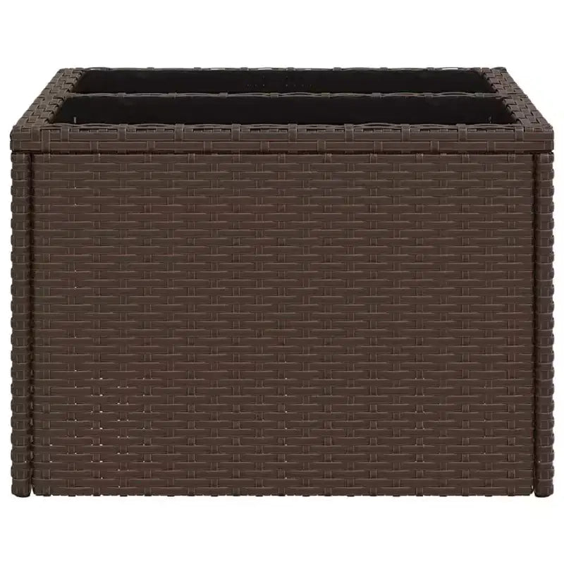 vidaXL Table de jardin noire en rotin PE, acier enduit de poudre, verre trempé