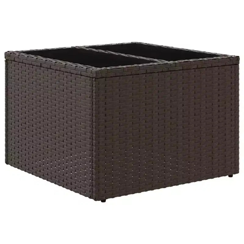 vidaXL Table de jardin noire en rotin PE, acier enduit de poudre, verre trempé
