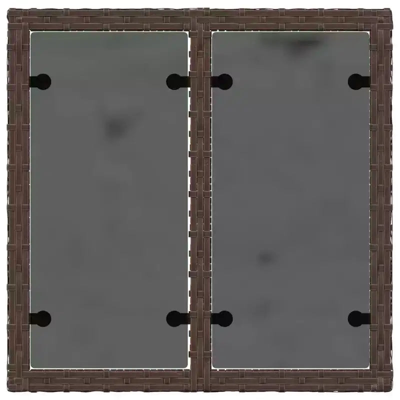 vidaXL Table de jardin noire en rotin PE, acier enduit de poudre, verre trempé