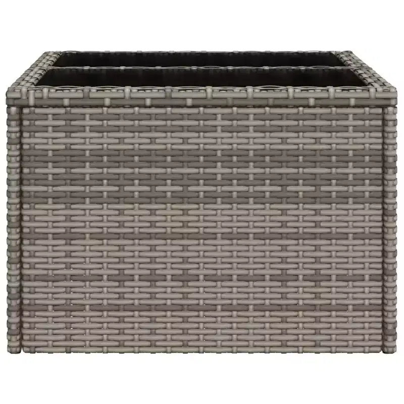 vidaXL Table de jardin noire en rotin PE, acier enduit de poudre, verre trempé