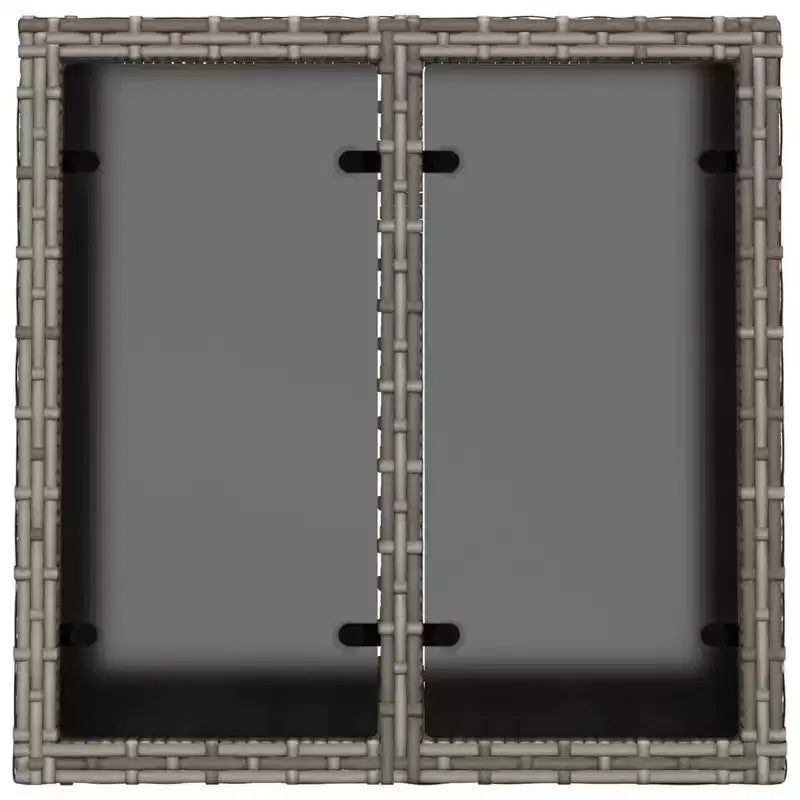 vidaXL Table de jardin noire en rotin PE, acier enduit de poudre, verre trempé