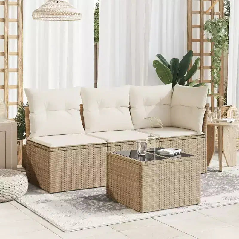 vidaXL Table de jardin noire en rotin PE, acier enduit de poudre, verre trempé