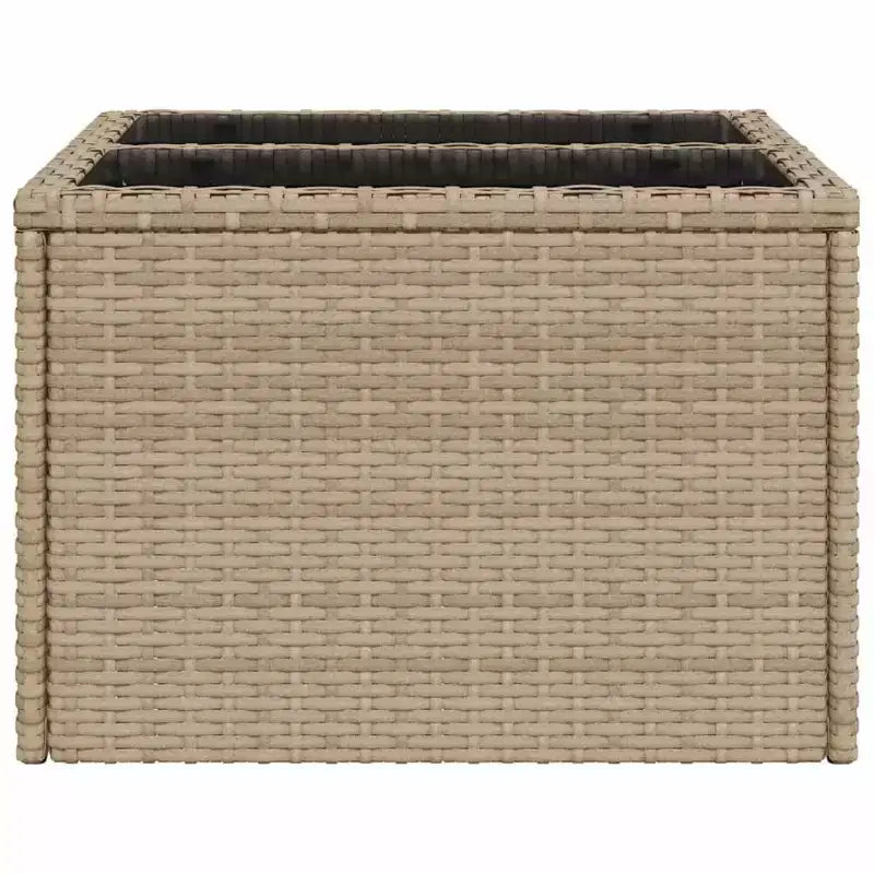 vidaXL Table de jardin noire en rotin PE, acier enduit de poudre, verre trempé
