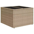 vidaXL Table de jardin noire en rotin PE, acier enduit de poudre, verre trempé