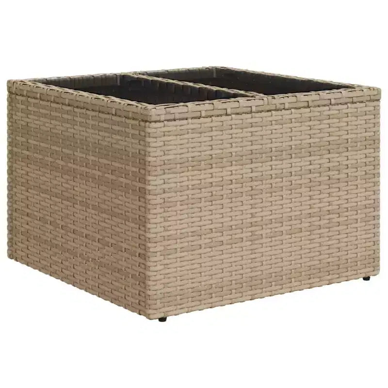 vidaXL Table de jardin noire en rotin PE, acier enduit de poudre, verre trempé