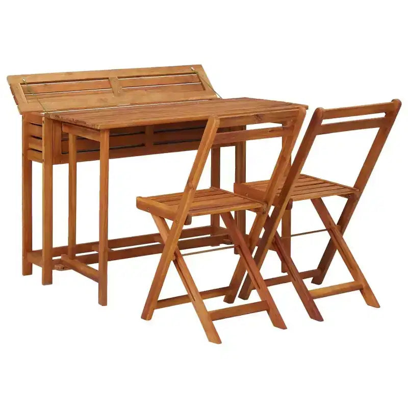 vidaXL Table jardinière de jardin avec 2 chaises de bistrot en bois d'acacia massif