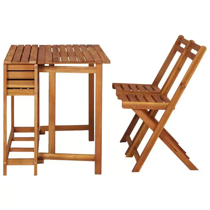 vidaXL Table jardinière de jardin avec 2 chaises de bistrot en bois d'acacia massif