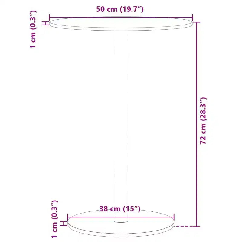 vidaXL Table de bistro ronde Noir 50x72 cm Acier