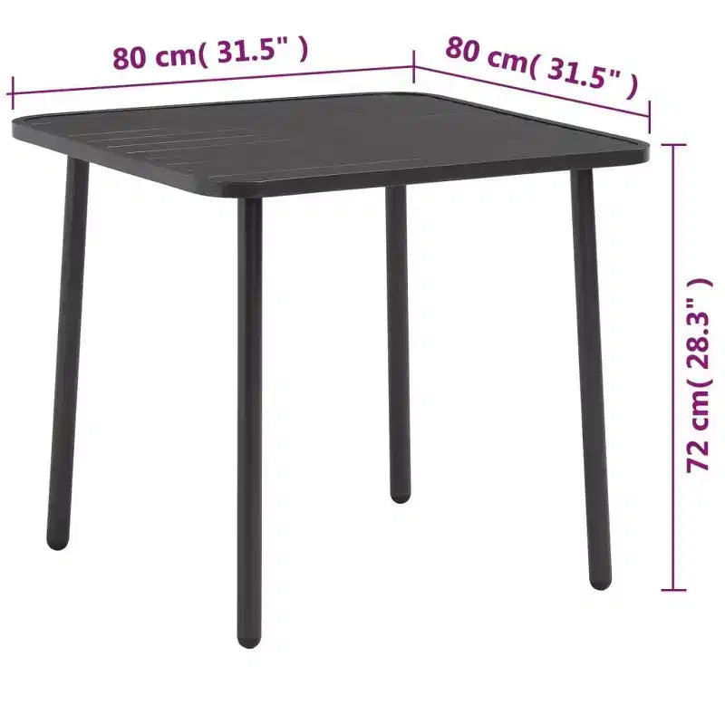 vidaXL Table de patio Table à manger d'extérieur Meubles de jardin pour terrasse Porche Acier