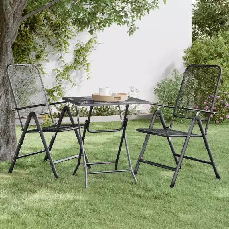 vidaXL Table de bistro en maille d'acier déployé - 60 x 60 x 72 cm
