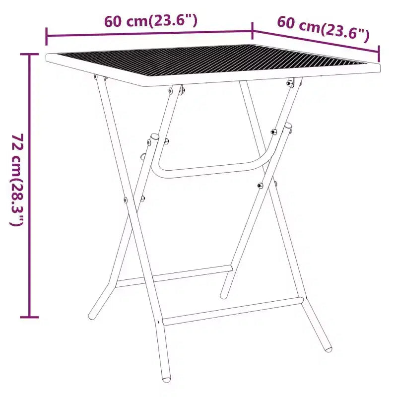 vidaXL Table de bistro en maille d'acier déployé - 60 x 60 x 72 cm