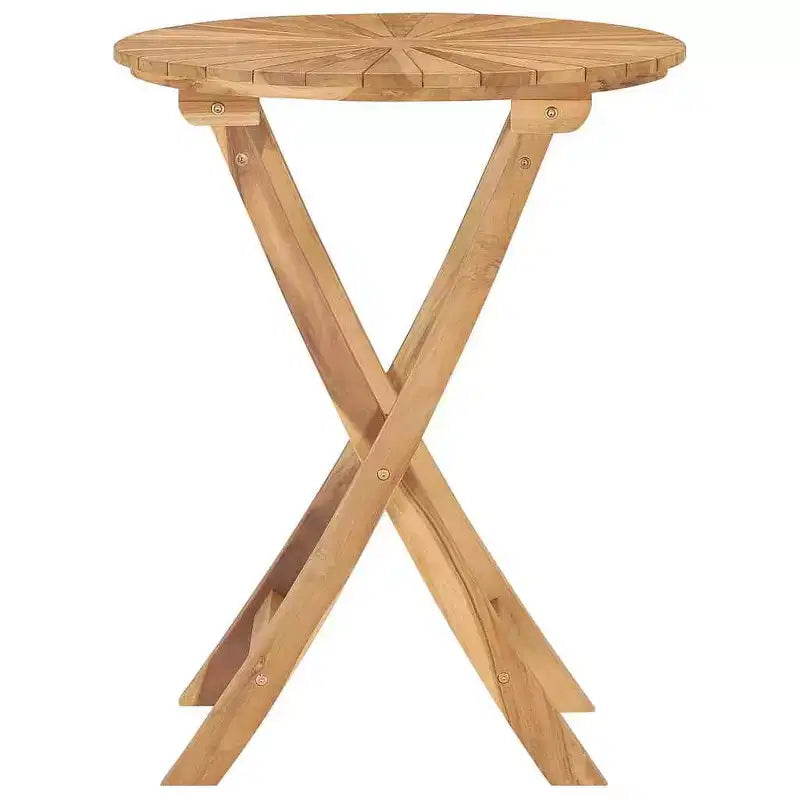 vidaXL Table de jardin Bois de teck massif Grande table de jardin pliante Ronde