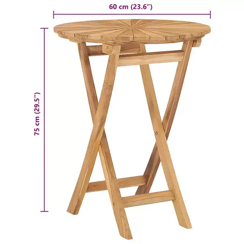 vidaXL Table de jardin Bois de teck massif Grande table de jardin pliante Ronde