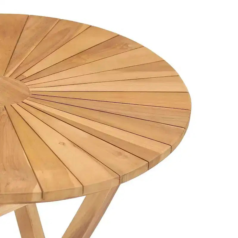vidaXL Table de jardin Bois de teck massif Grande table de jardin pliante Ronde