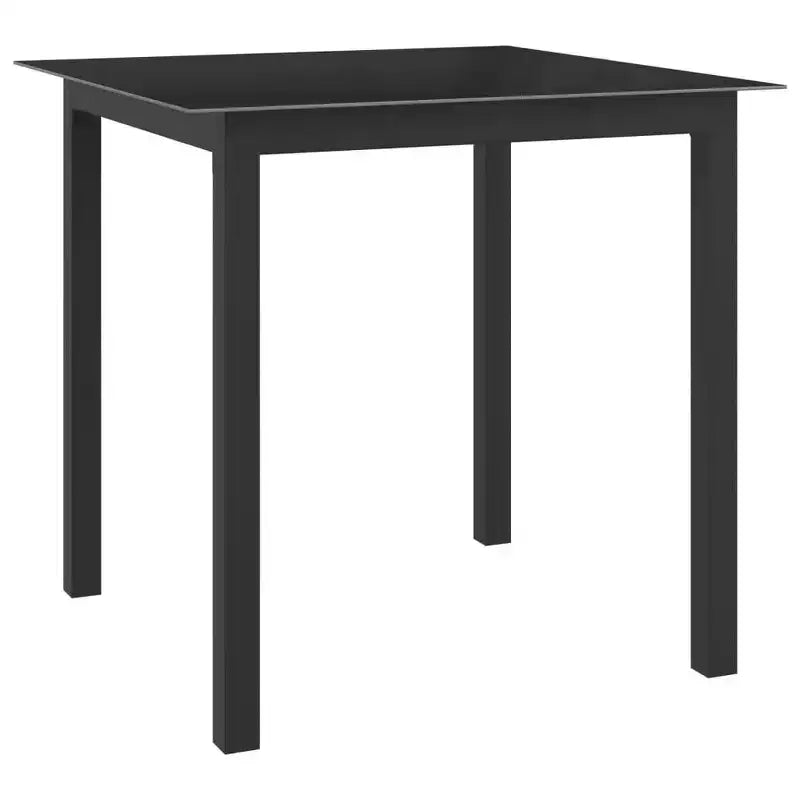 vidaXL Garden Table Black Aluminum, Glass Compact Durable Garden Table