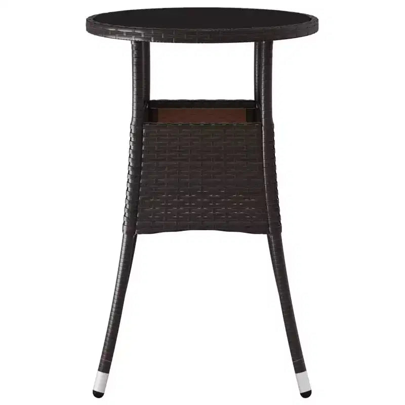 vidaXL Table à Dîner Ronde Table à Manger de Jardin en Verre Trempé et Résine Tressée - Noir