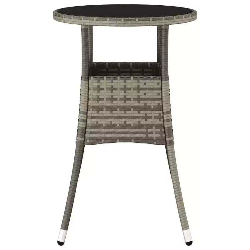 vidaXL Table à Dîner Ronde Table à Manger de Jardin en Verre Trempé et Résine Tressée - Noir
