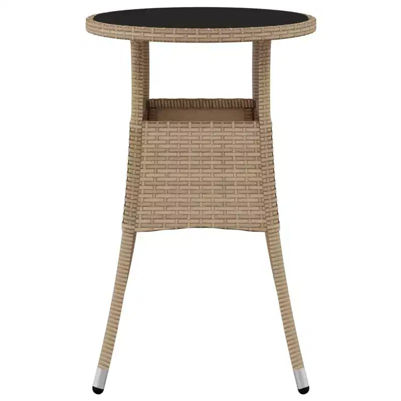 vidaXL Table à Dîner Ronde Table à Manger de Jardin en Verre Trempé et Résine Tressée - Noir