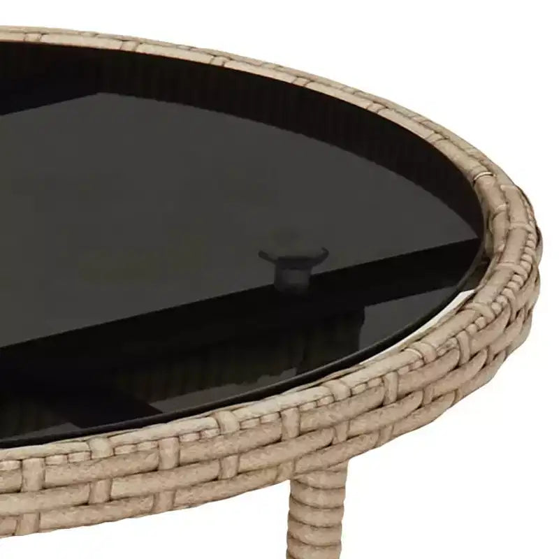 vidaXL Table à Dîner Ronde Table à Manger de Jardin en Verre Trempé et Résine Tressée - Noir