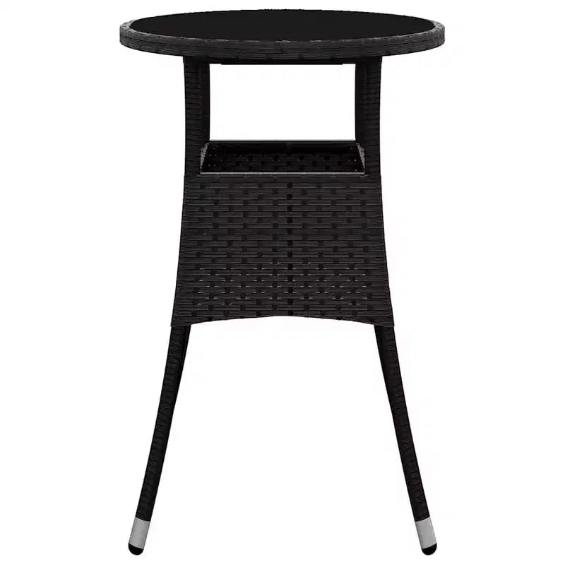 vidaXL Table à Dîner Ronde Table à Manger de Jardin en Verre Trempé et Résine Tressée - Noir
