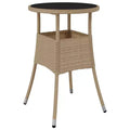 vidaXL Table à Dîner Ronde Table à Manger de Jardin en Verre Trempé et Résine Tressée - Noir