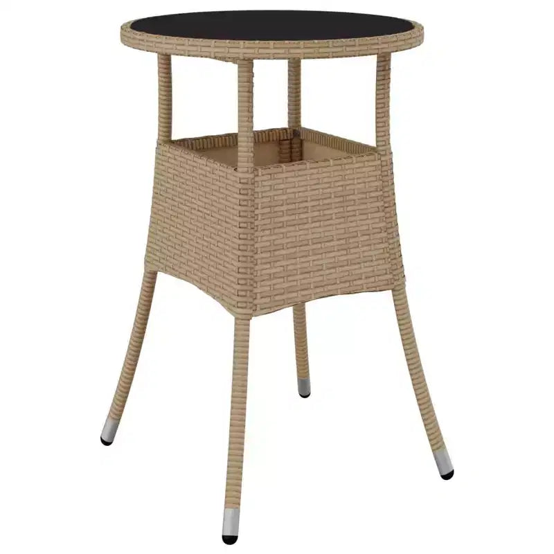 vidaXL Table à Dîner Ronde Table à Manger de Jardin en Verre Trempé et Résine Tressée - Noir