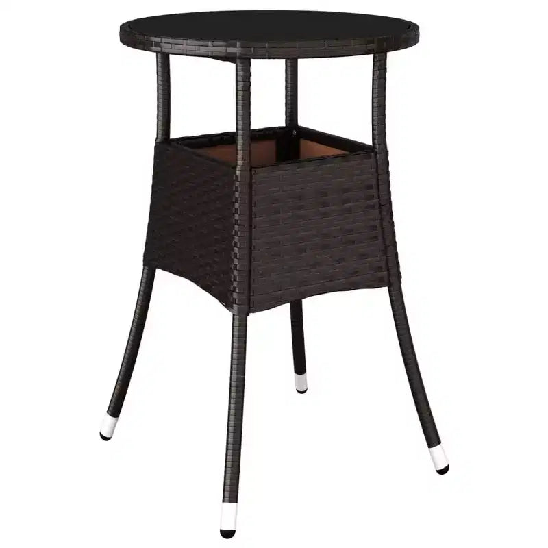 vidaXL Table à Dîner Ronde Table à Manger de Jardin en Verre Trempé et Résine Tressée - Noir