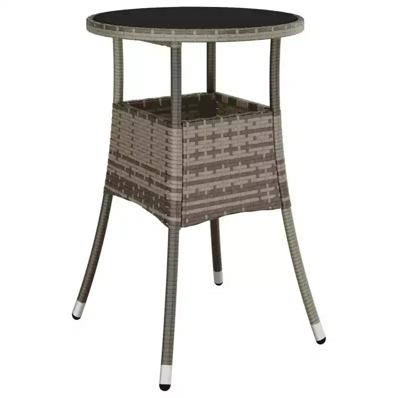 vidaXL Table à Dîner Ronde Table à Manger de Jardin en Verre Trempé et Résine Tressée - Noir