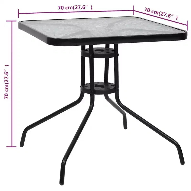 vidaXL Table de jardin noir Acier Table de jardin durable standard Carrée