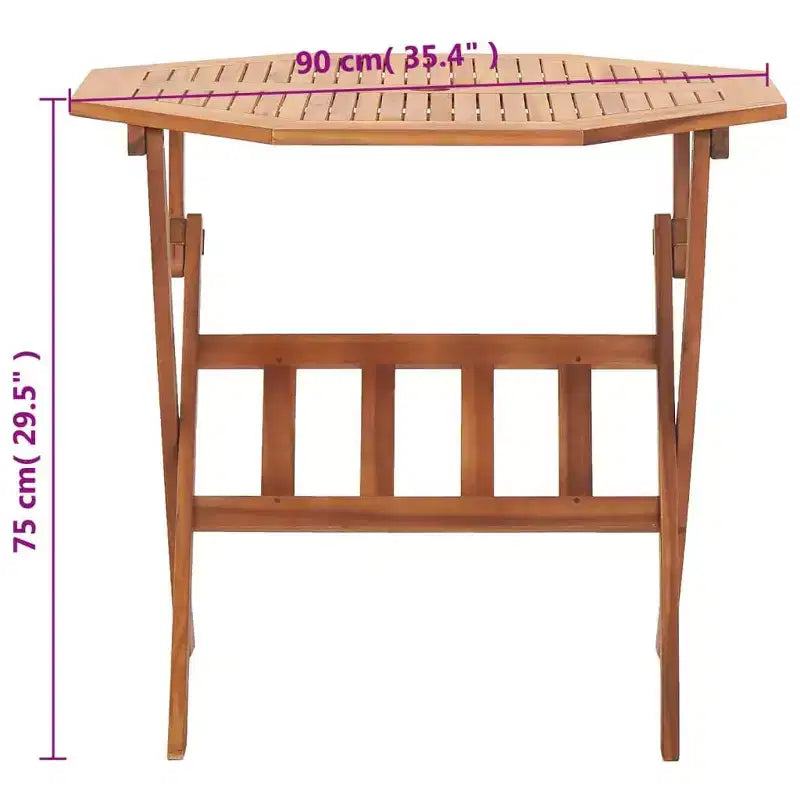 vidaXL Table de jardin bois massif d'acacia naturel pliable moyenne