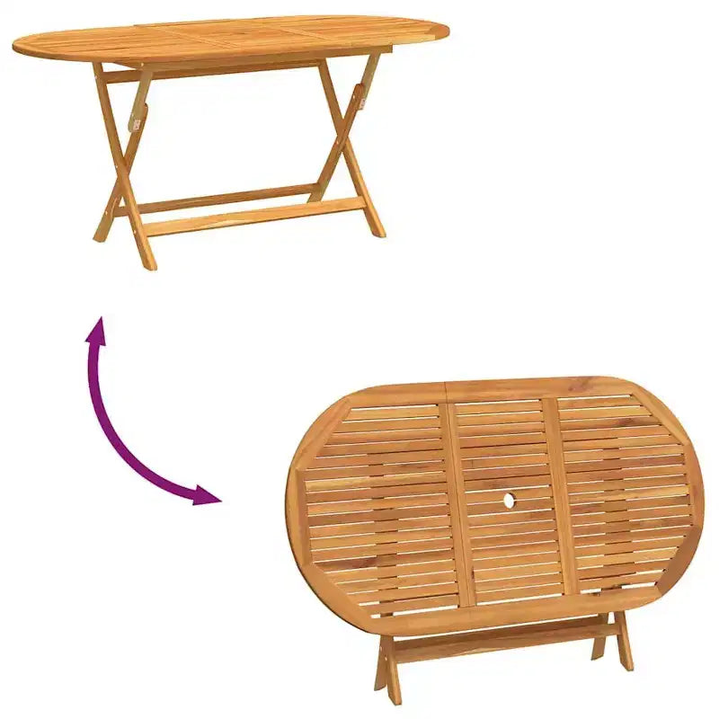vidaXL Table de jardin Bois Marron Bois d'eucalyptus massif Moyen Pliable - 63 x 33,5 x 29,5 Marron
