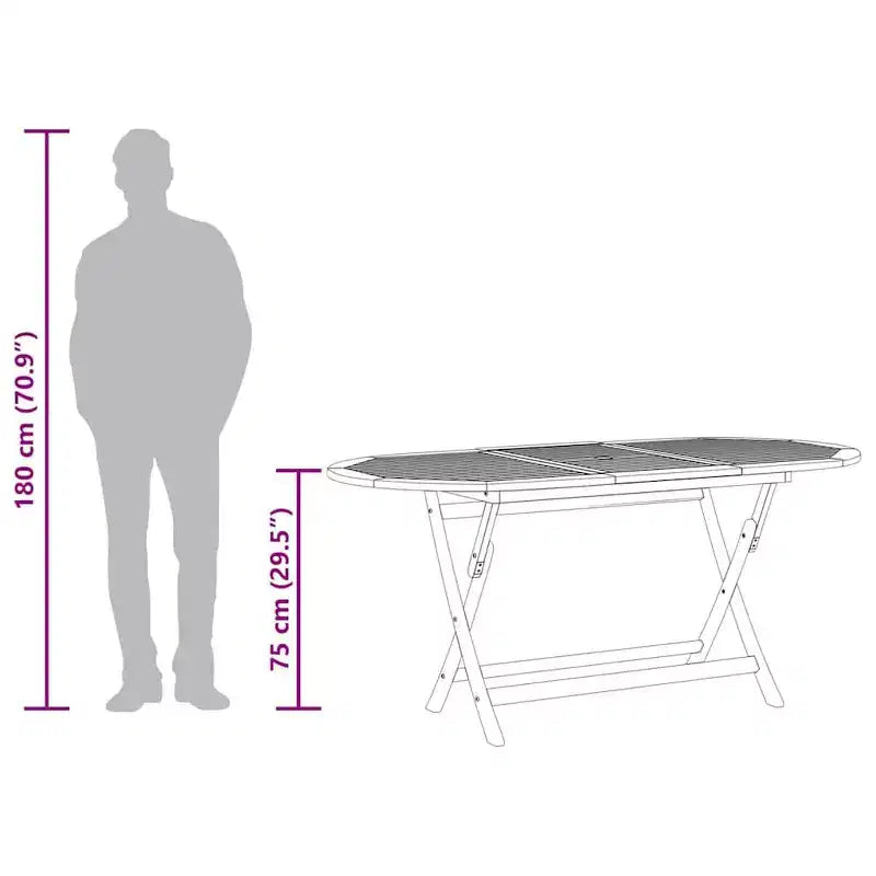 vidaXL Table de jardin Bois Marron Bois d'eucalyptus massif Moyen Pliable - 63 x 33,5 x 29,5 Marron