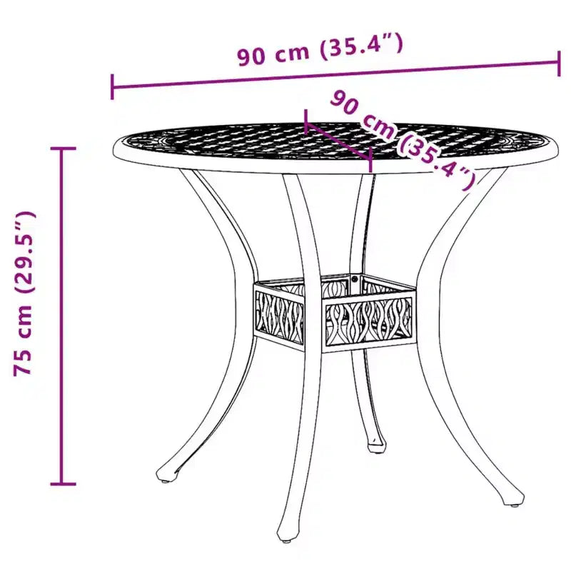 vidaXL Table de jardin blanche en fonte d'aluminium Table de jardin durable de taille moyenne