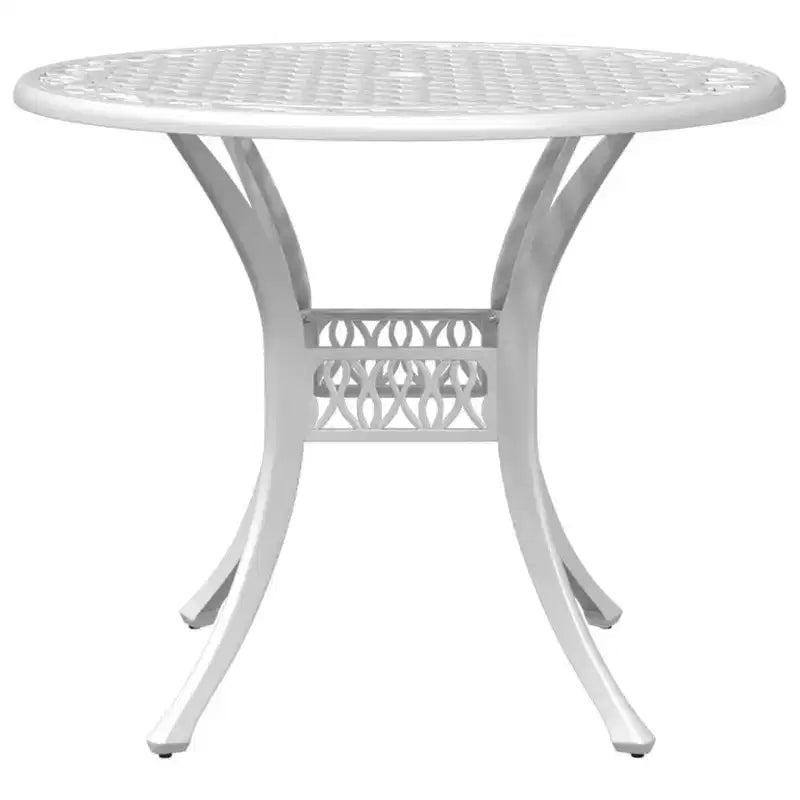 vidaXL Table de jardin blanche en fonte d'aluminium Table de jardin durable de taille moyenne