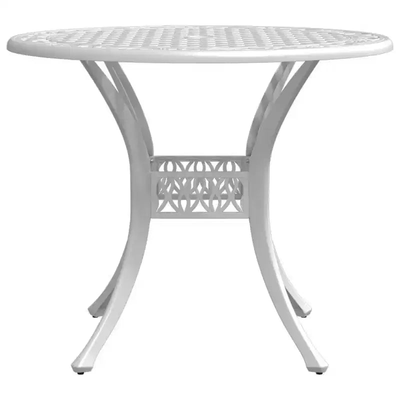 vidaXL Table de jardin blanche en fonte d'aluminium Table de jardin durable de taille moyenne