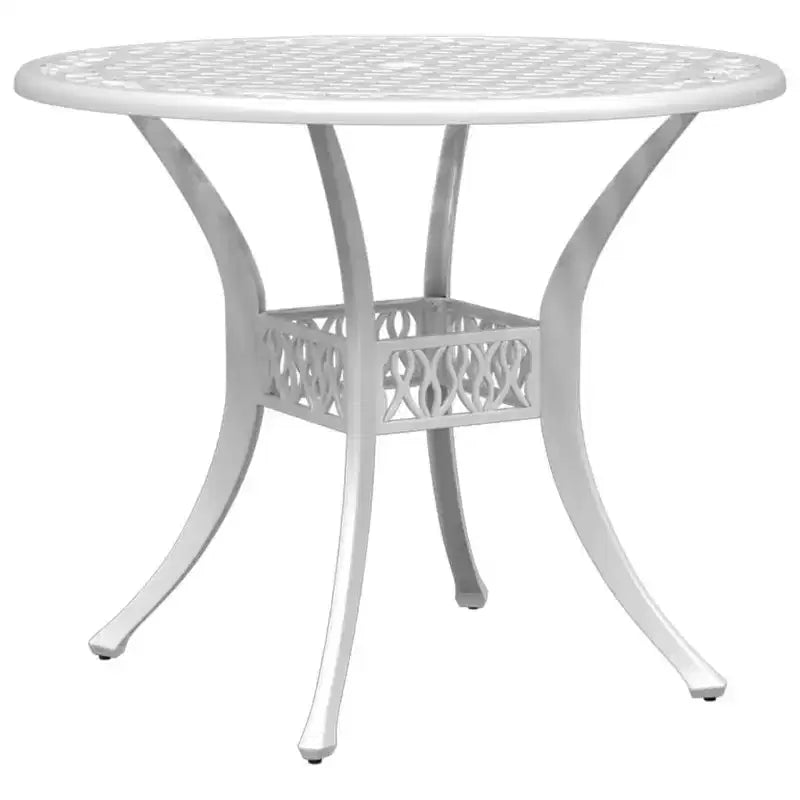 vidaXL Table de jardin blanche en fonte d'aluminium Table de jardin durable de taille moyenne