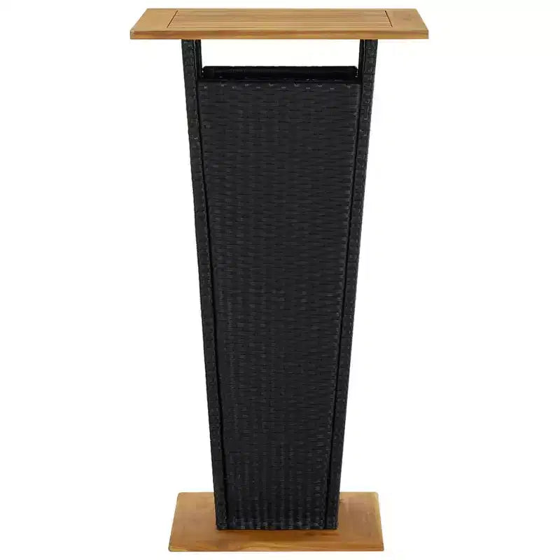 vidaXL Table de bar d'extérieur avec 1 étagère Bois d'acacia massif et rotin PE
