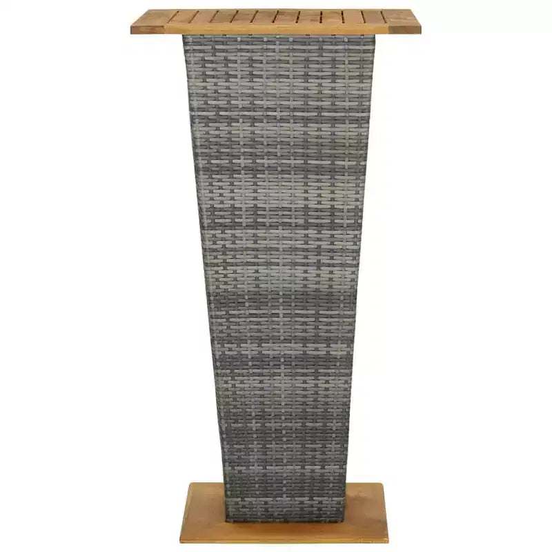vidaXL Table de bar d'extérieur avec 1 étagère Bois d'acacia massif et rotin PE