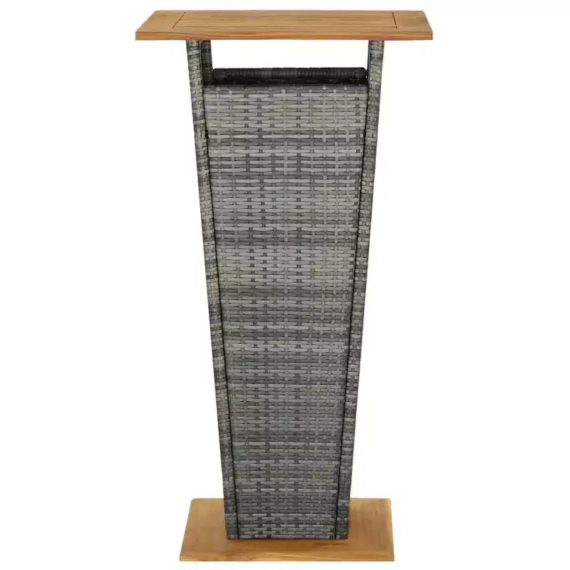 vidaXL Table de bar d'extérieur avec 1 étagère Bois d'acacia massif et rotin PE