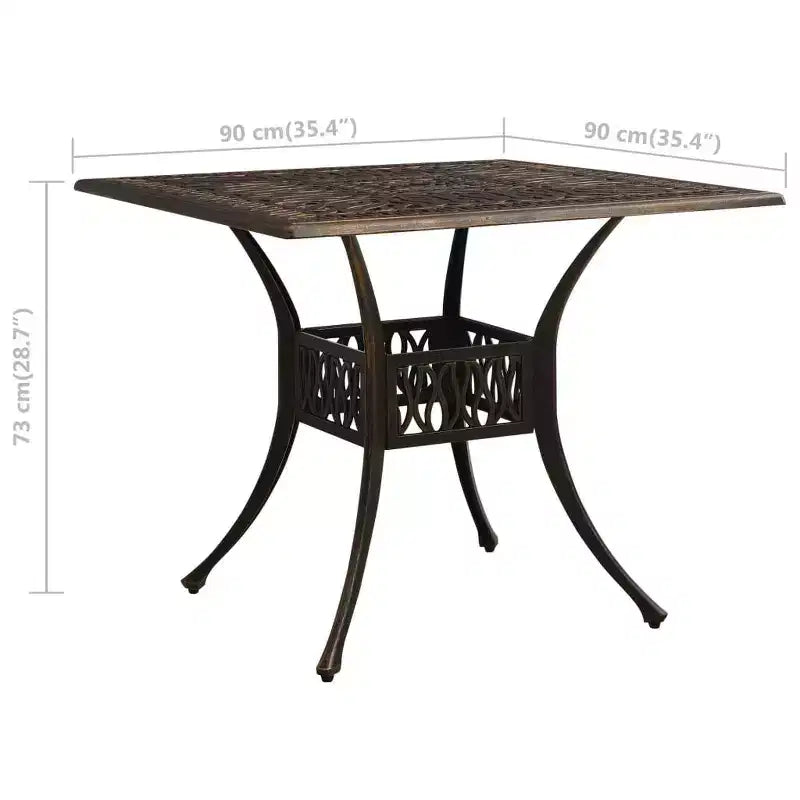 vidaXL Table de salle à manger d'extérieur Table de patio Mobilier de jardin Porche Aluminium moulé sous pression - Noir